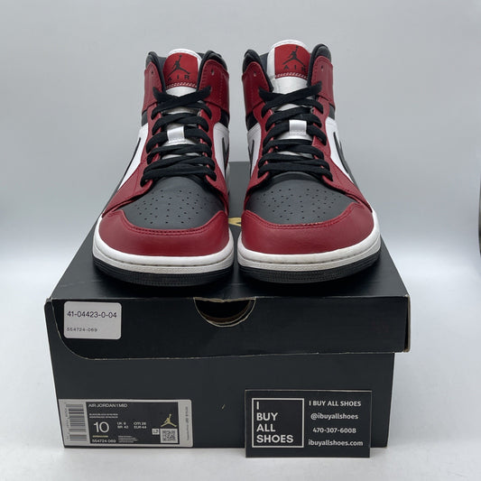 Size 10 - Air Jordan 1 Mid Chicago White Black Red Leather (554724-069)