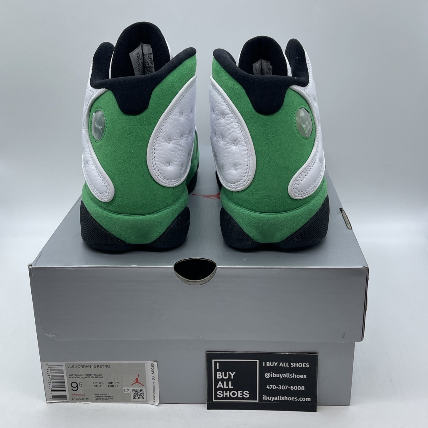 Size 9.5 - Air Jordan 13 Retro Lucky Green 2020 White Suede (DB6537-113)
