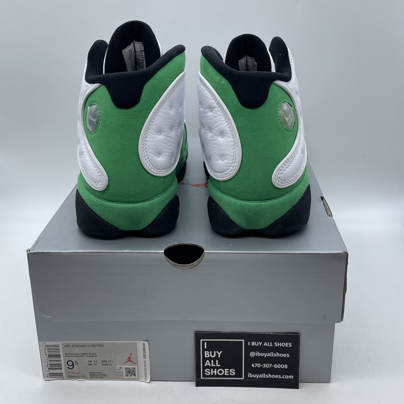 Size 9.5 - Air Jordan 13 Retro Lucky Green 2020 White Suede (DB6537-113)