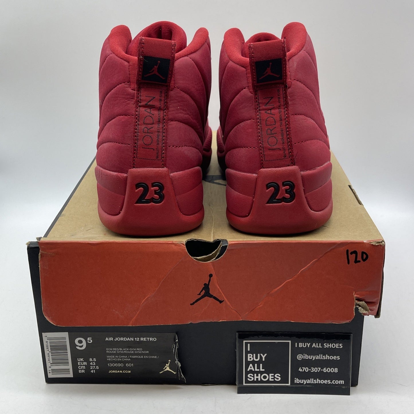 Size 9.5 - Air Jordan 12 Retro Gym Red Black Suede Leather (130690-601)