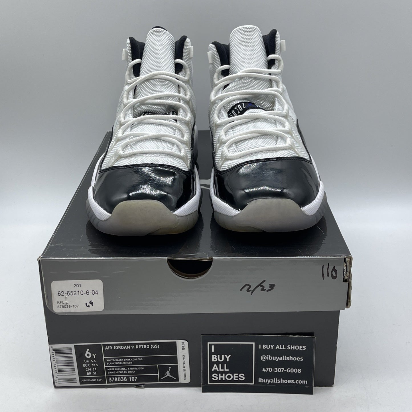 Size 6Y - Jordan 11 Retro Concord Black White Leather (378038-107)