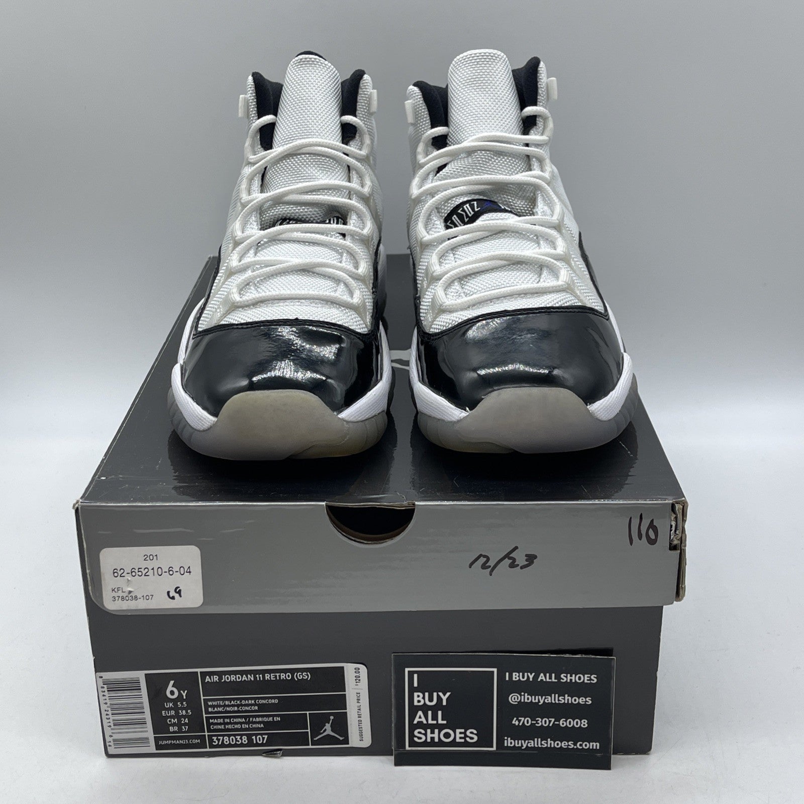 Size 6Y - Jordan 11 Retro Concord Black White Leather (378038-107)