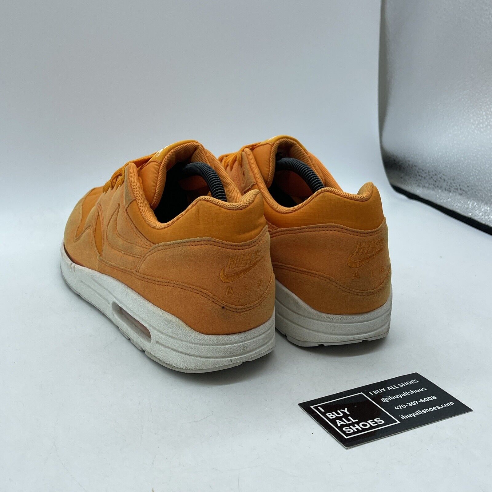 Size 10.5 - Nike Air Max 1 Ripstop Pack Mandarin Orange Suede (308866-808)