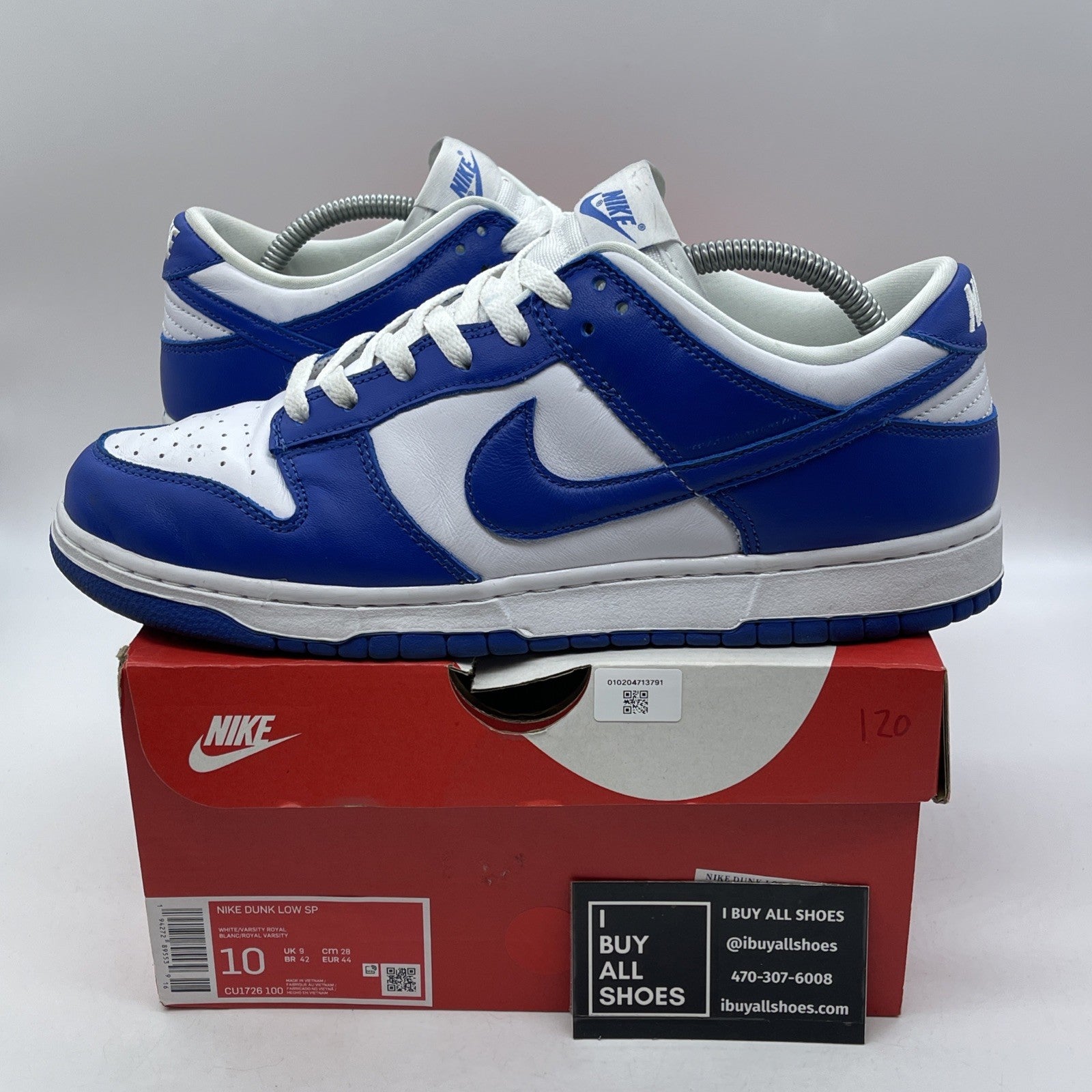 Size 10 - Nike Dunk Low Retro SP Kentucky 2020 Blue White (CU1726-100)