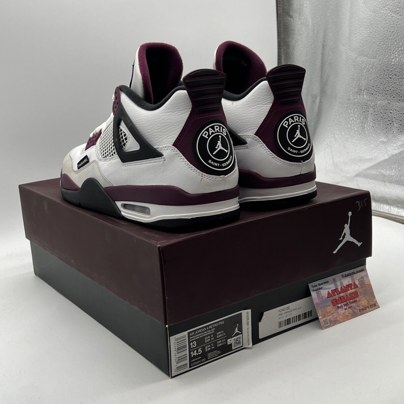 Size 13 - Jordan 4 Retro x Paris Saint-Germain Bordeaux 2020 (CZ5624-100)