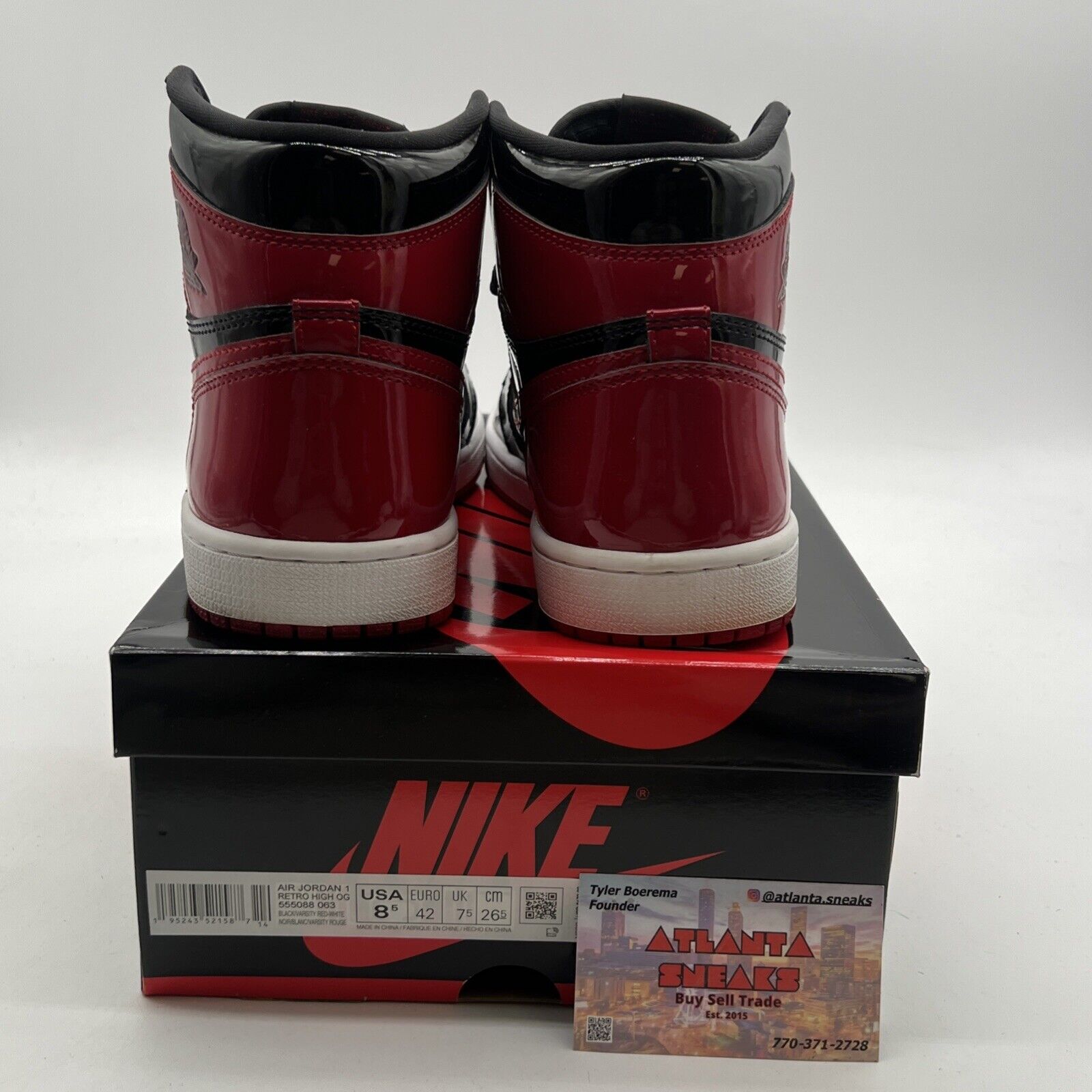 Size 8.5 - Air Jordan 1 Retro OG High Patent Bred (555088-063)