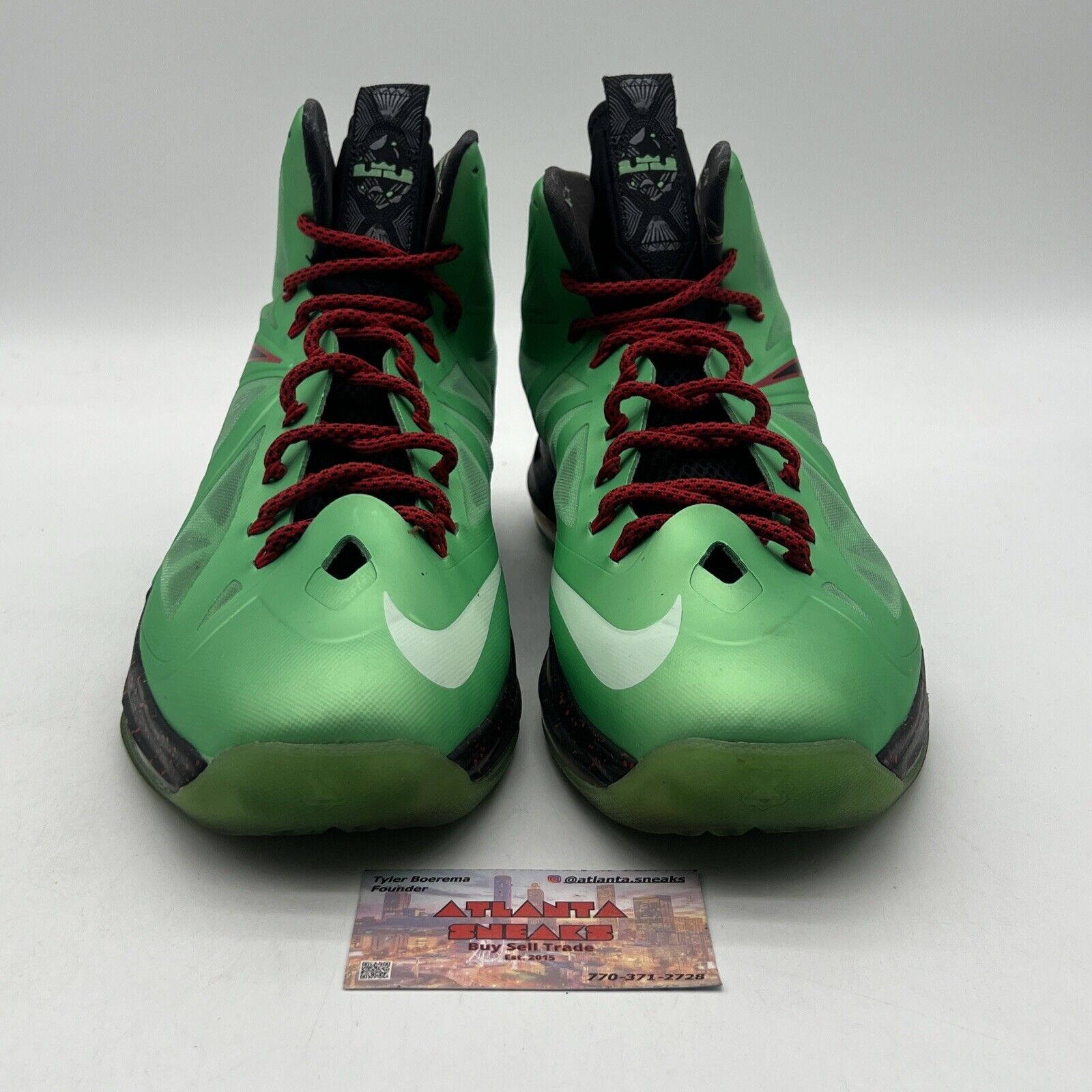 Size 13 - Nike LeBron 10 Cutting Jade Black Red Green (541100-303)