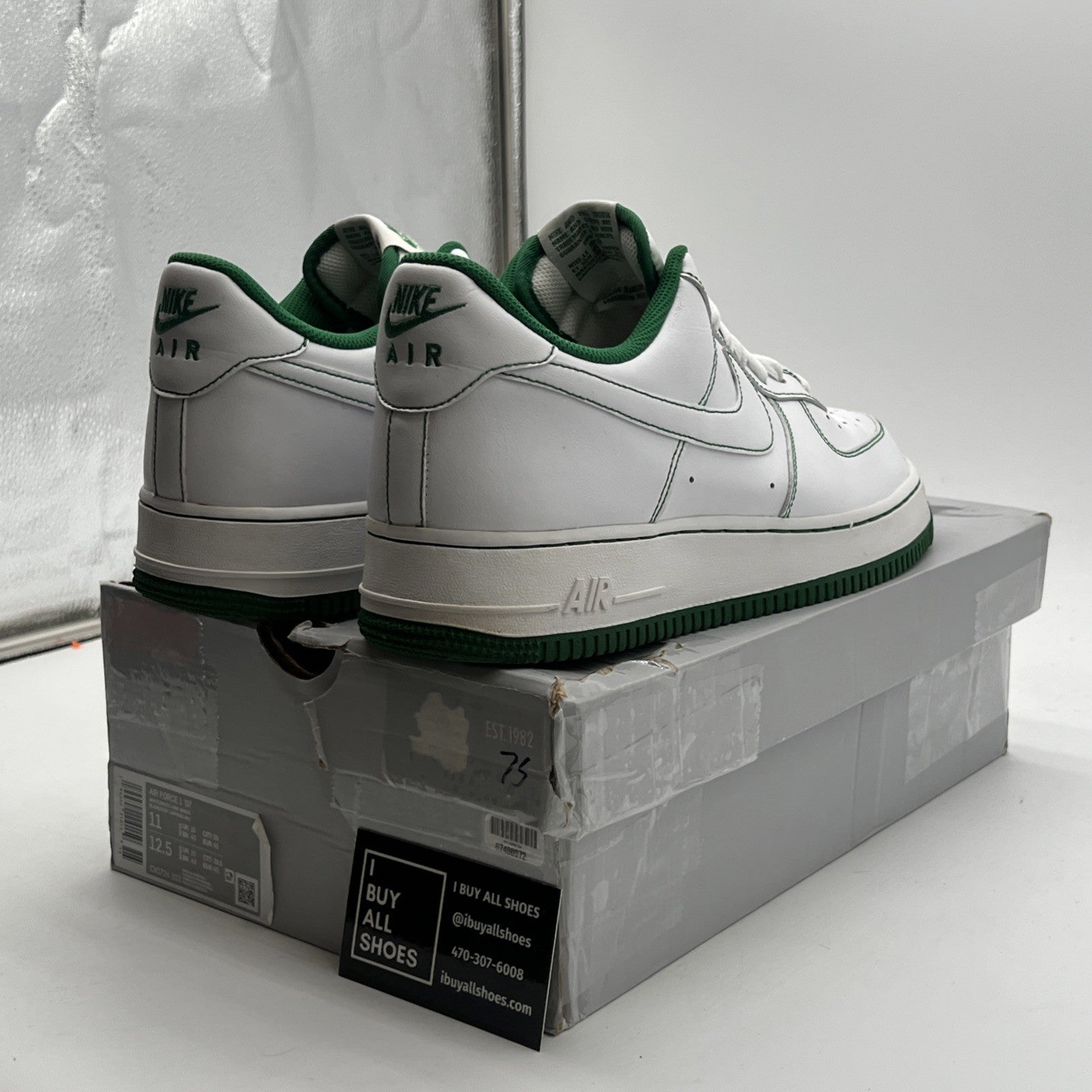 Size 11 - Nike Air Force 1 '07 Contrast Stitch - White Pine Green (CV1724-103)