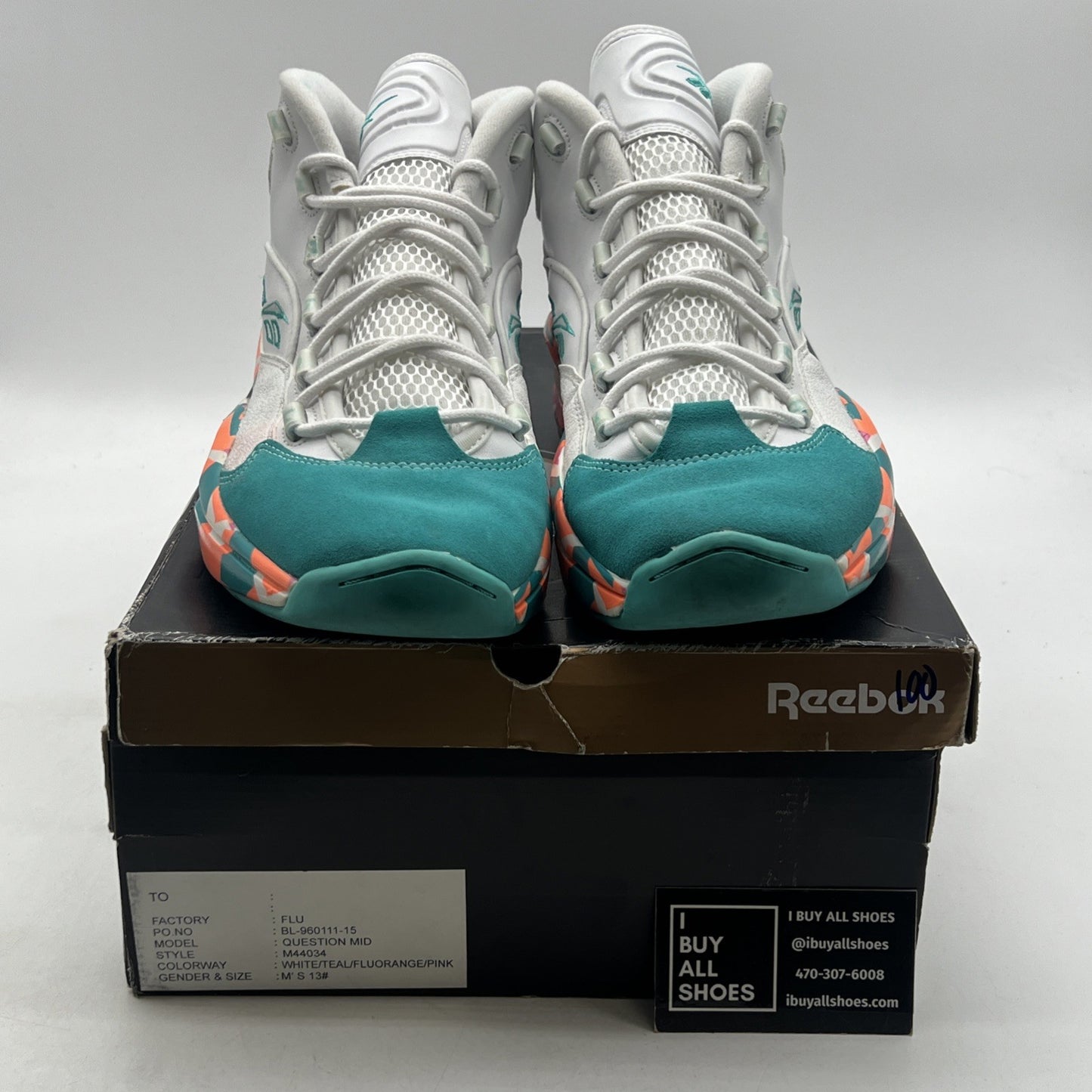 Size 13 - Reebok Question Mid White Noise Sample (M44034)