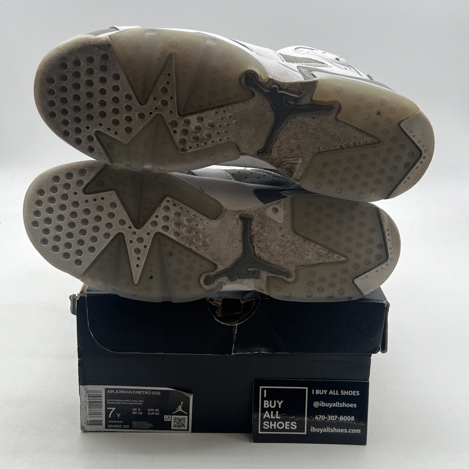 Size 7Y - Air Jordan Air 6 Retro Mid Cool Grey - (384665-100)