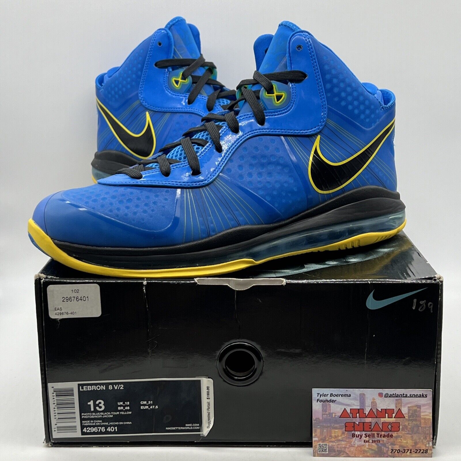 Size 13 - Nike LeBron 8 V/2 Entourage Blue Yellow (429676-401)