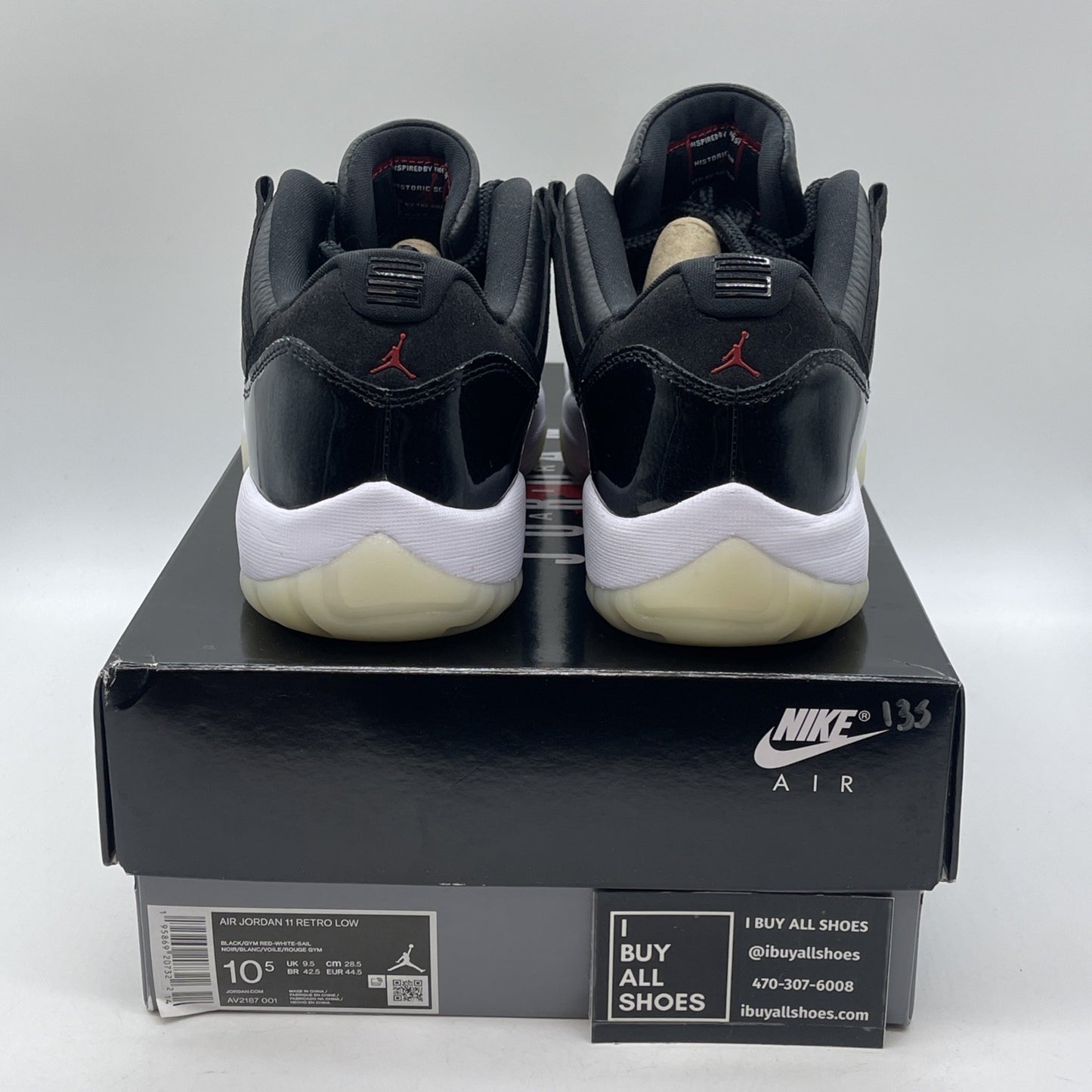 Size 10.5 - Jordan 11 Retro Low 72-10 Black Suede Leather (AV2187-001)