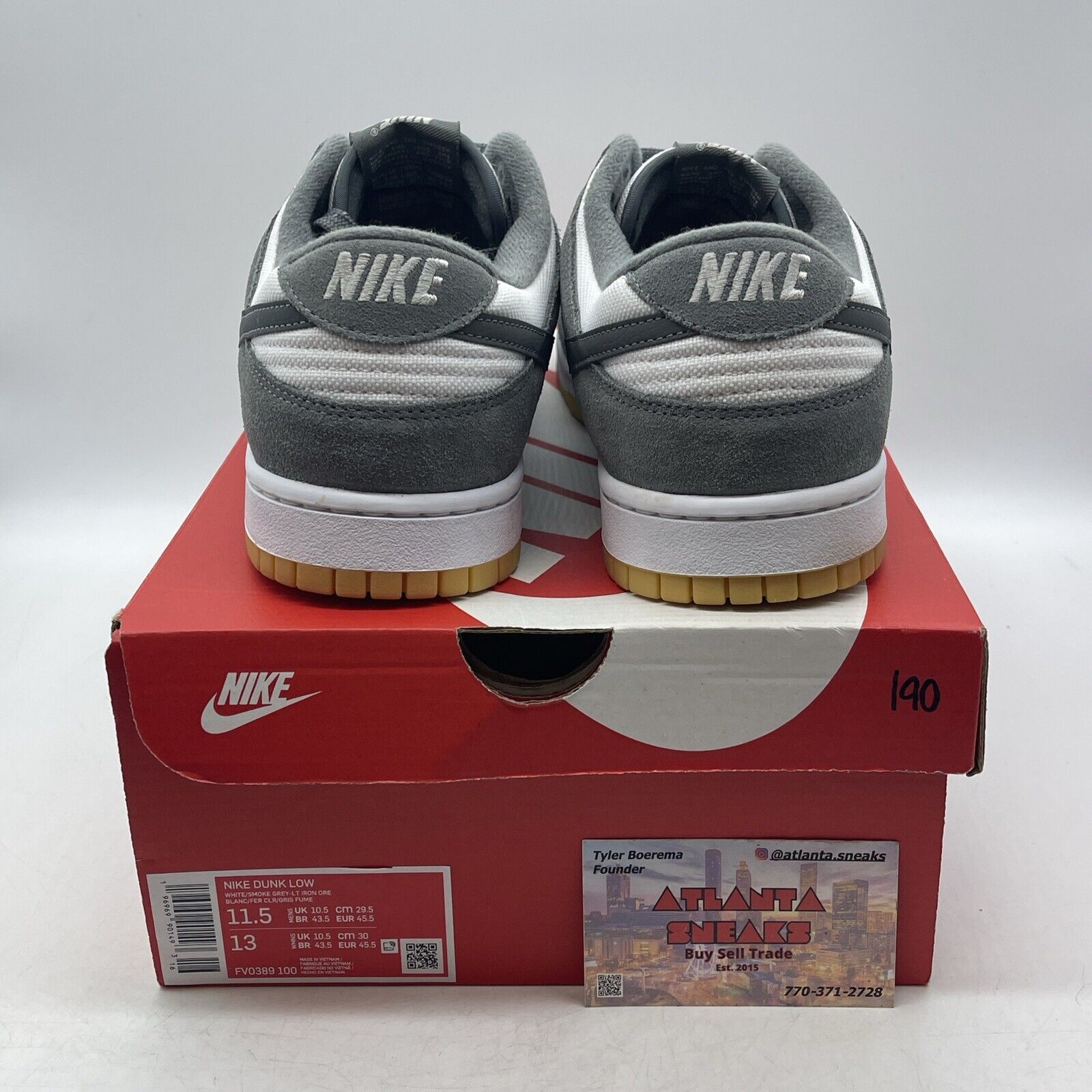 Size 11.5 - Nike Dunk Low Smoke Grey Gum White Tan Suede (FV0389-100)