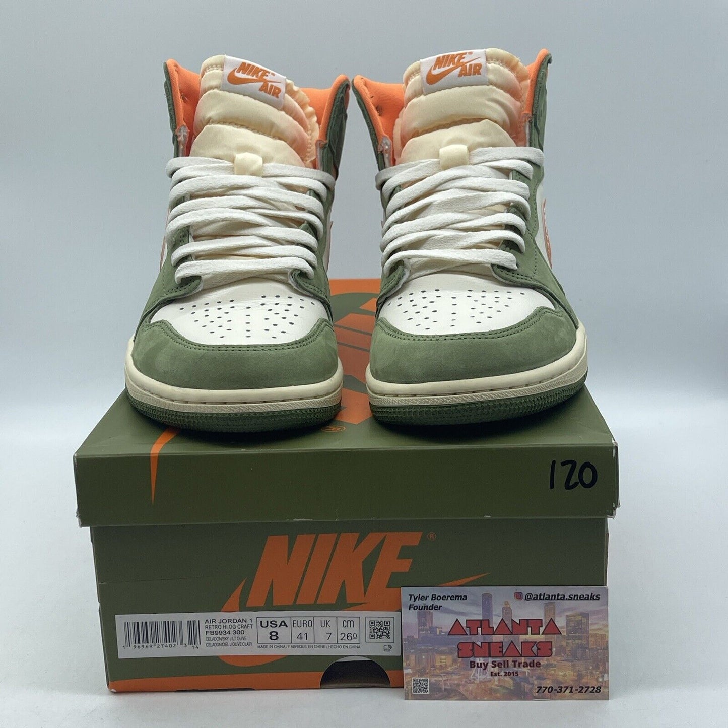 Size 8 - Air Jordan 1 Retro OG Craft High Celadon White Orange (FB9934-300)