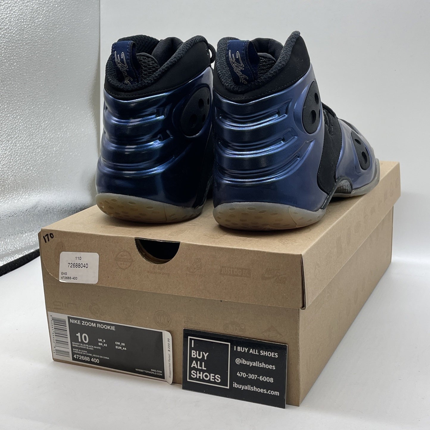 Size 10 - Nike Zoom Rookie Binary Blue Black Leather Suede (472688-400)