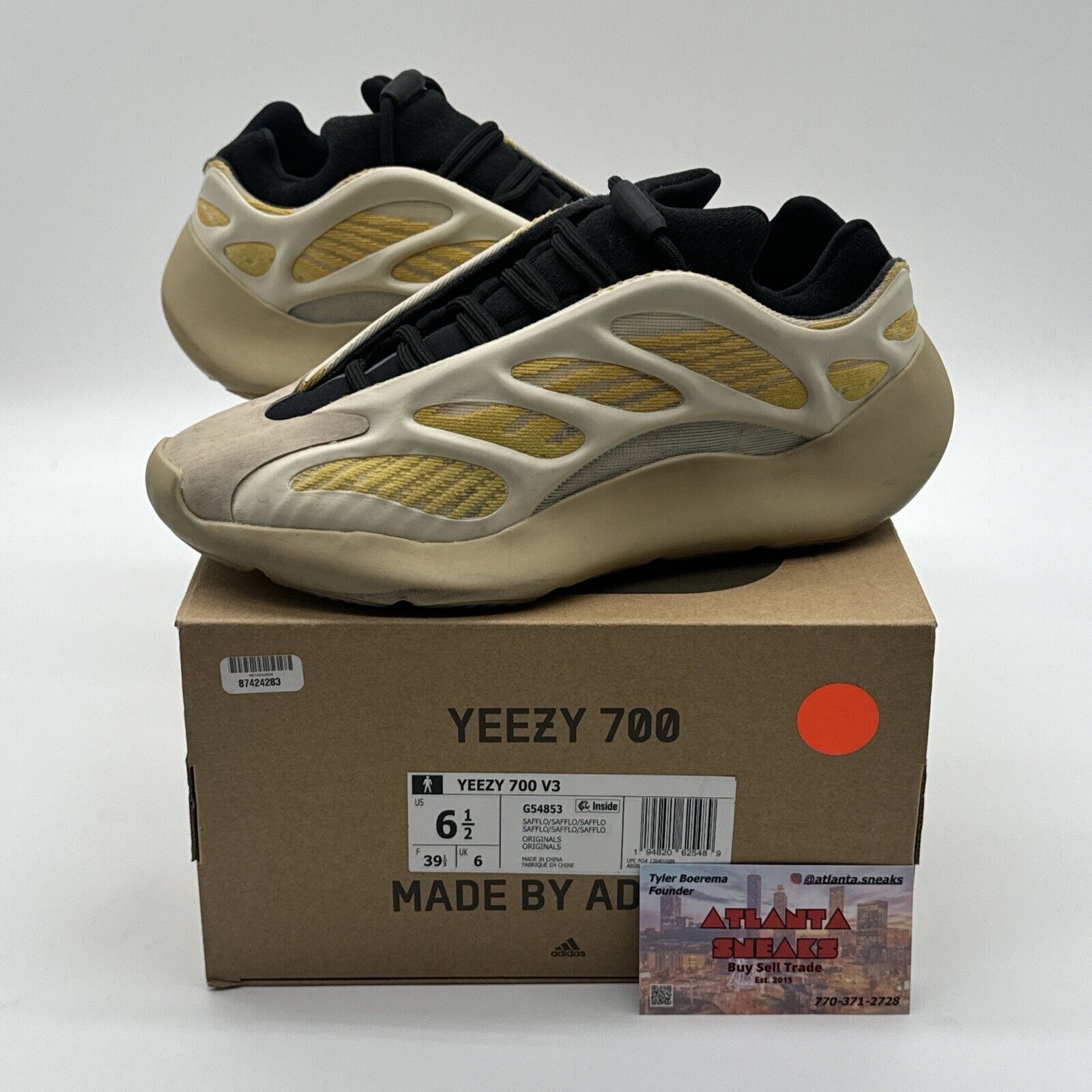 Size 6.5 - adidas Yeezy 700 V3 Safflower Yellow Black Cream Comfy Kanye West