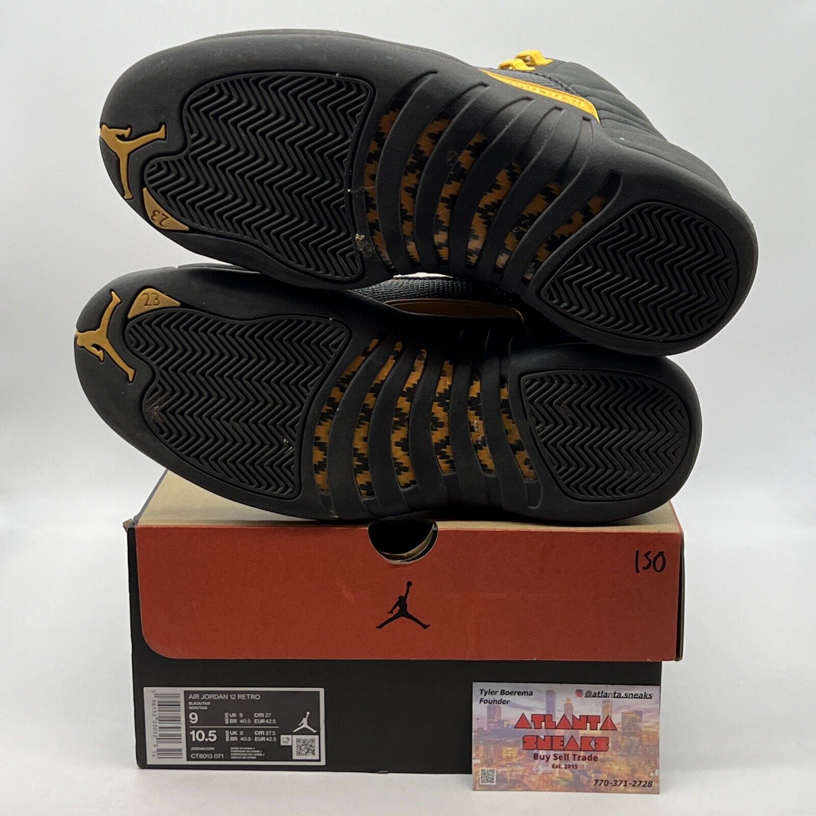 Size 9 - Jordan 12 Retro Mid Black Taxi Yellow Leather (CT8013-071)