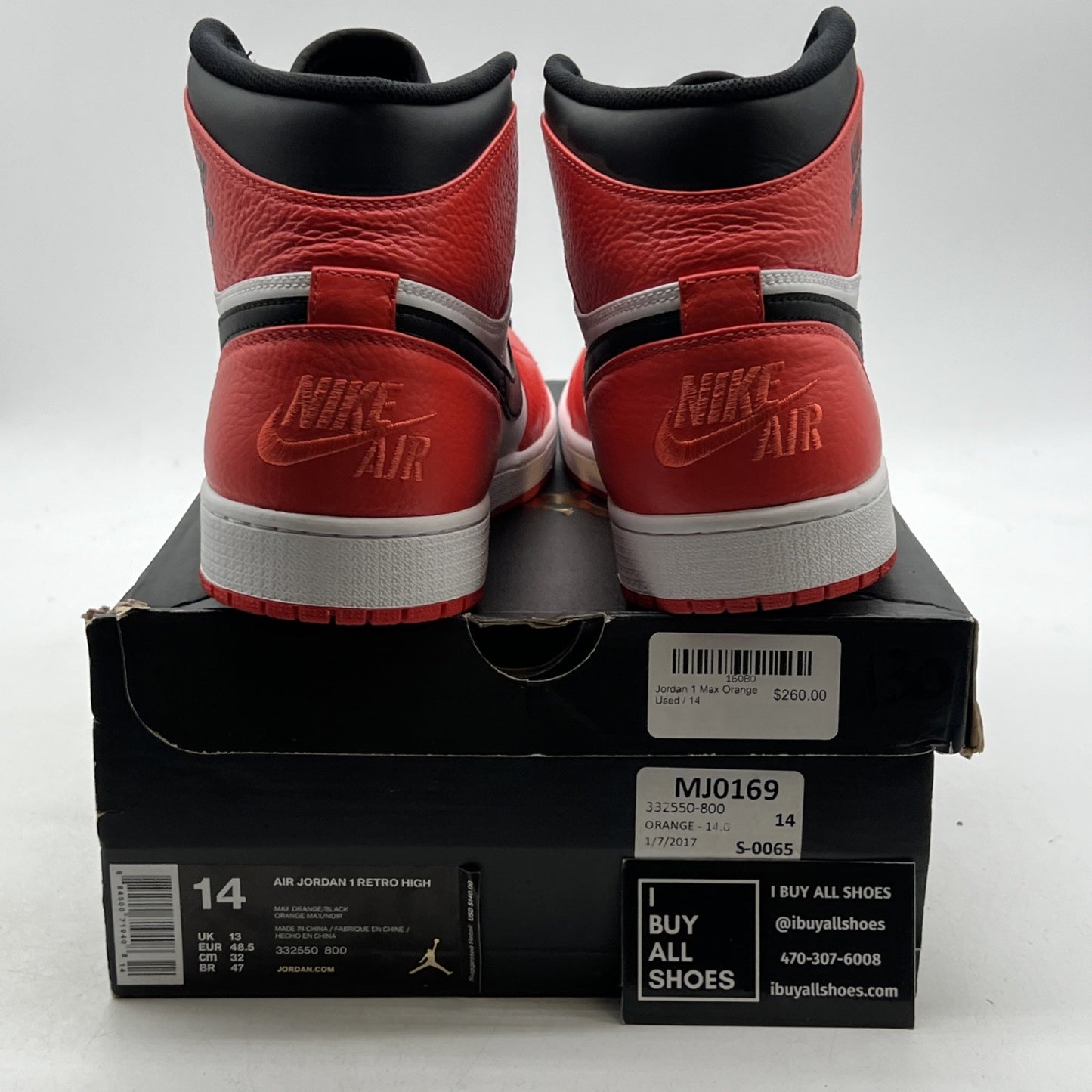 Size 14 - Air Jordan 1 Retro High Rare Air - Max Orange (332550-800)