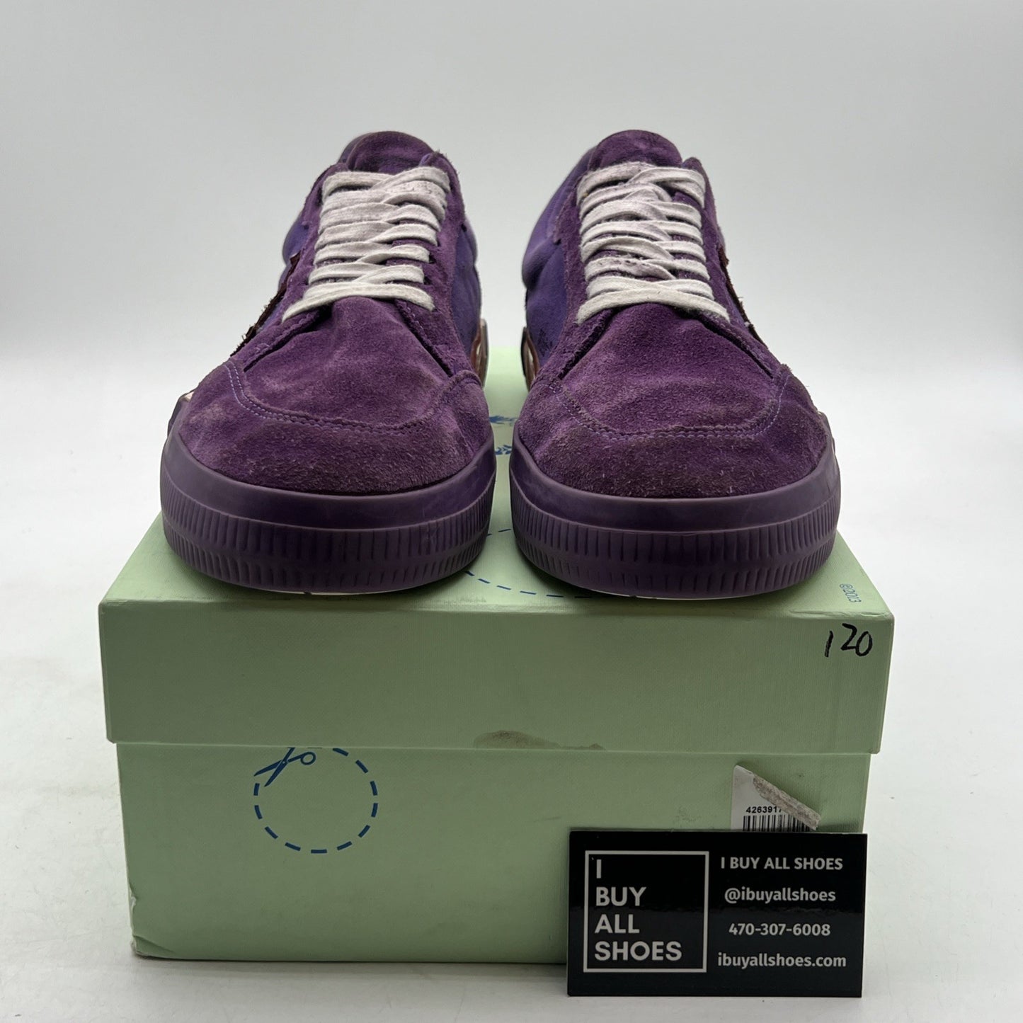 Size 44 - Off-White Women's  Vulcanized Low Canvas Shoes Violet/Violet arrow