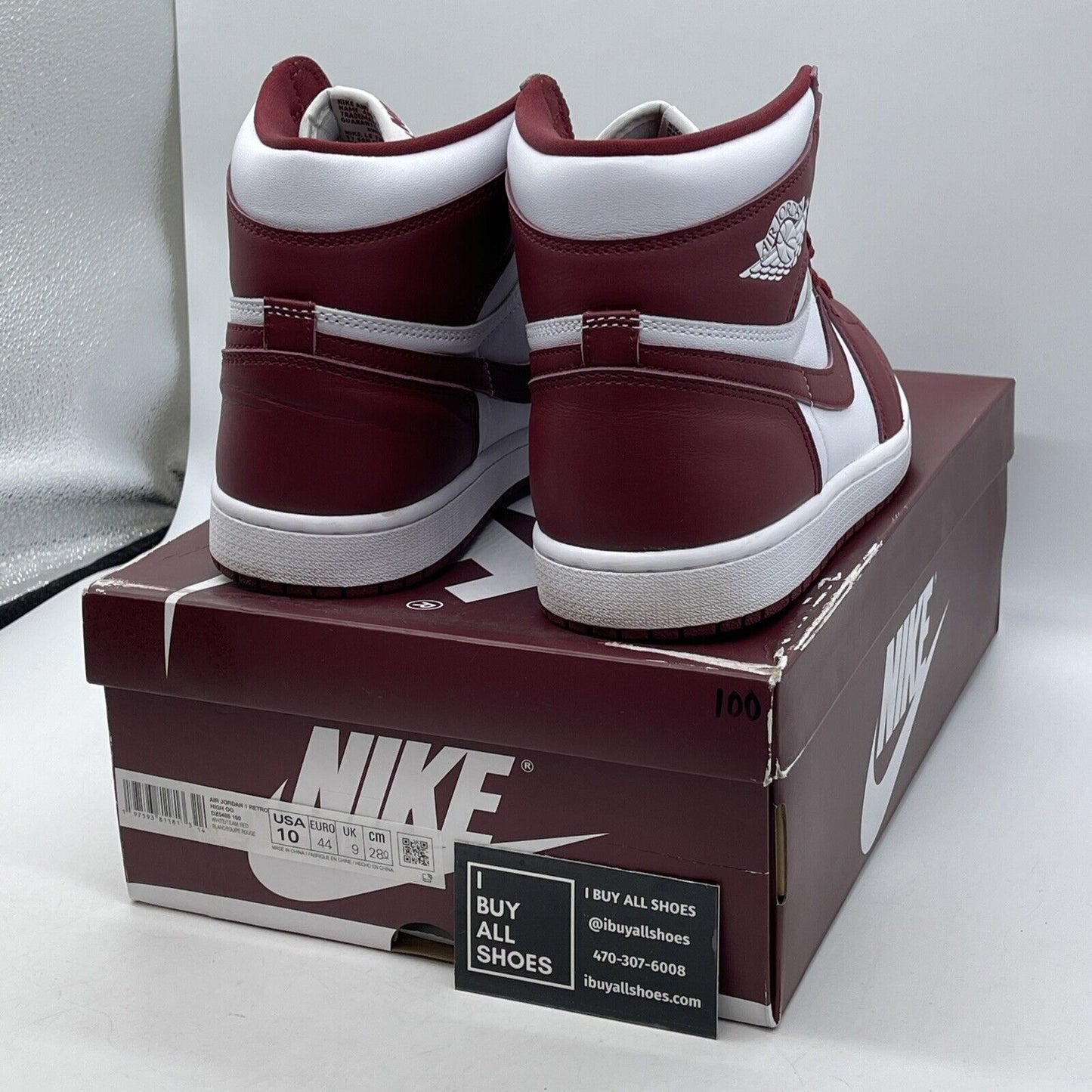 Size 10 - Air Jordan 1 Retro OG High Artisanal Red Burgundy White (DZ5485-180)
