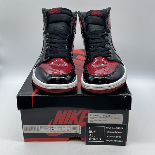 Size 10 - Jordan 1 Retro OG High Patent Bred Red Black Leather (555088-063)