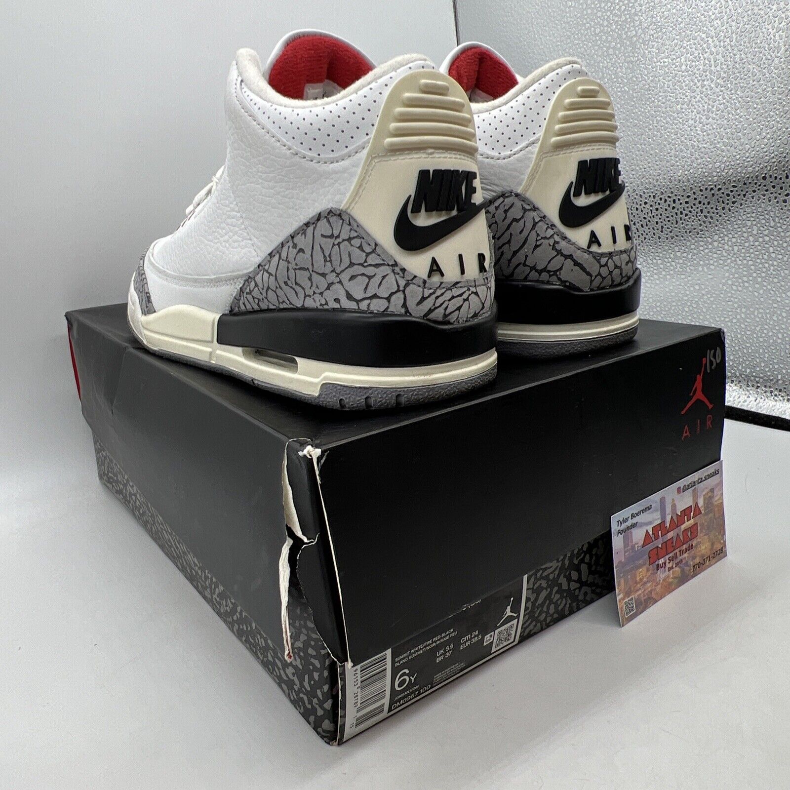 Size 6 - Jordan 3 Retro Mid White Cement Reimagined Black Grey (DM0967-100)