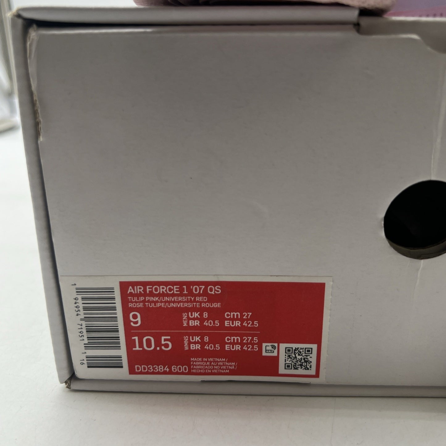 Size 9 - Nike Air Force 1 '07 QS Low Valentine’s Day Love Letter (DD3384-600)