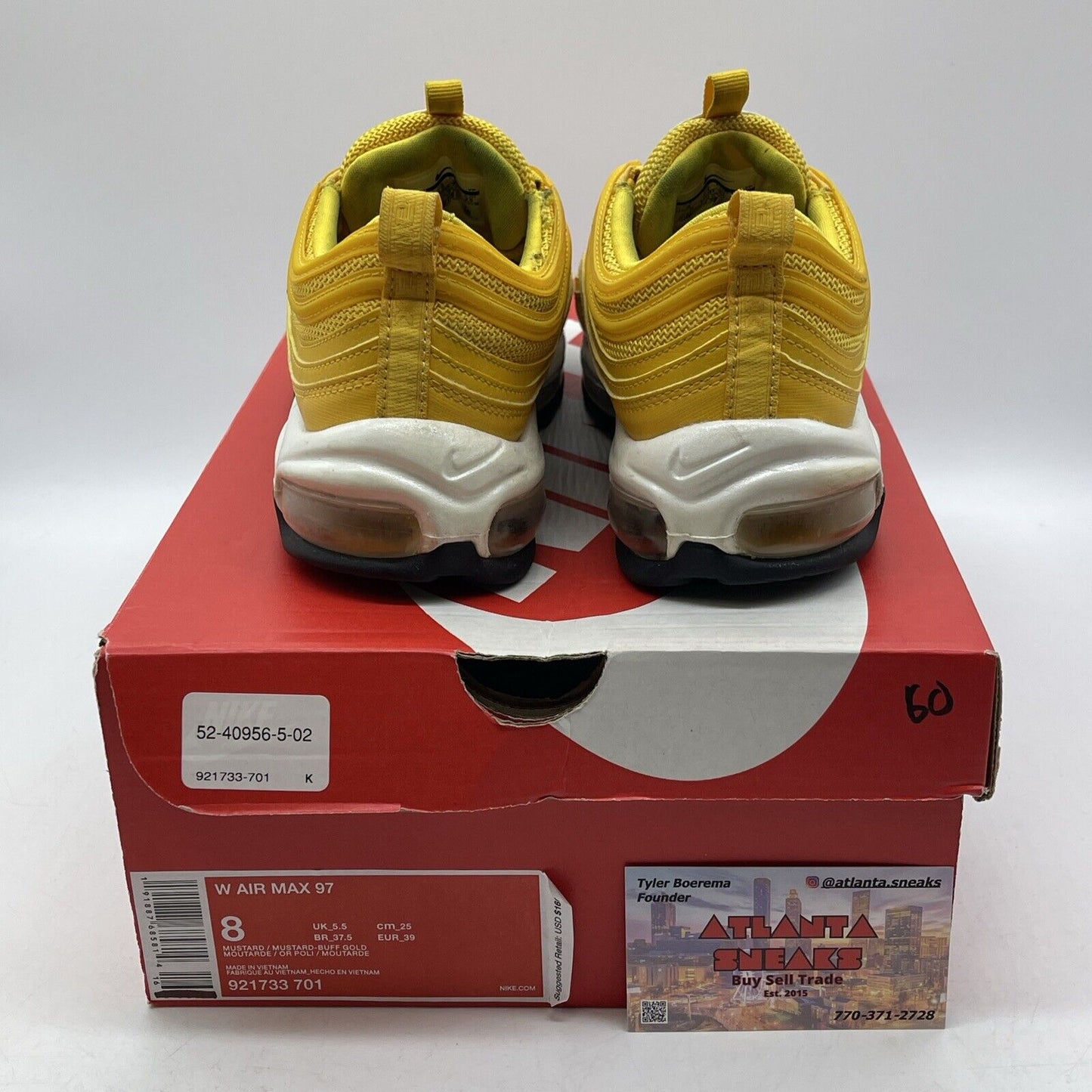 Size 8W - Nike Air Max 97 Mustard White Black Leather (921733-701)