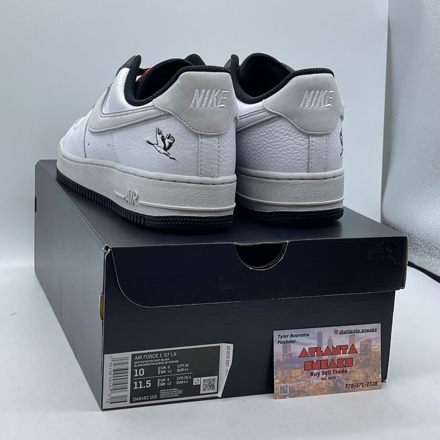 Size 10 - Nike Air Force 1 '07 LX Crane White Black Grey Red Suede (DA8482-100)