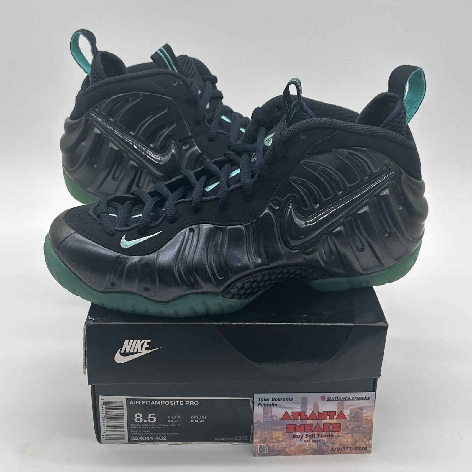 Size 8.5 - Nike Air Foamposite Pro Aqua 2015 Black Blue Green Turquoise Icy