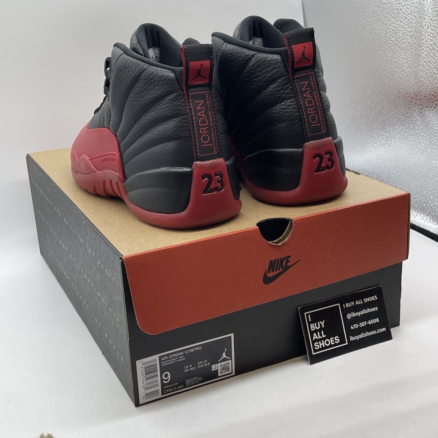 Size 9 - Air Jordan 12 Retro 2025 Flu Game Black Red Leather (CT8013-002)