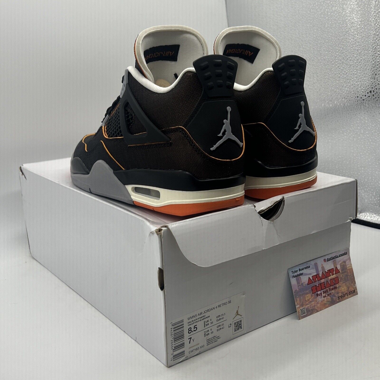 Size 8.5 - Air Jordan 4 Retro Starfish W Black Orange Grey (CW7183-100)