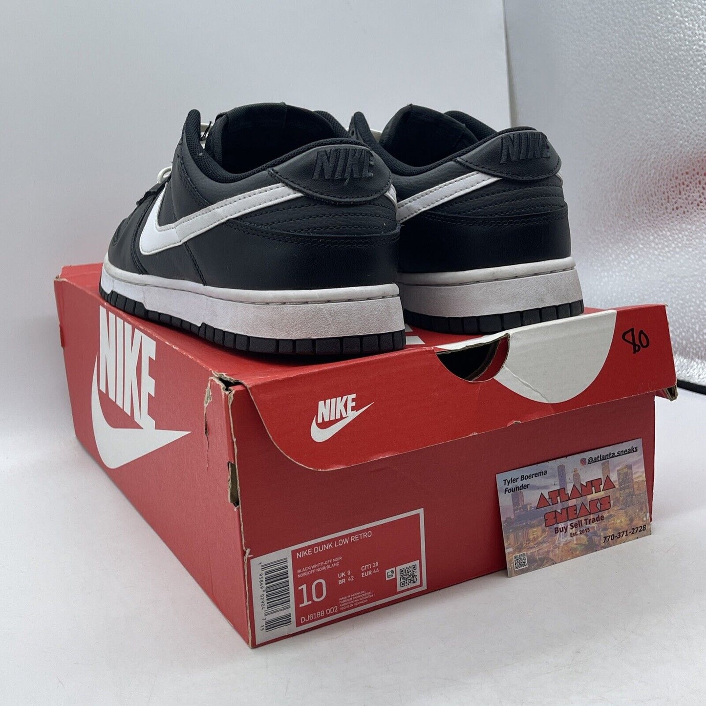 Size 10 - Nike Dunk Low Black Panda White Leather (DJ6188-002)