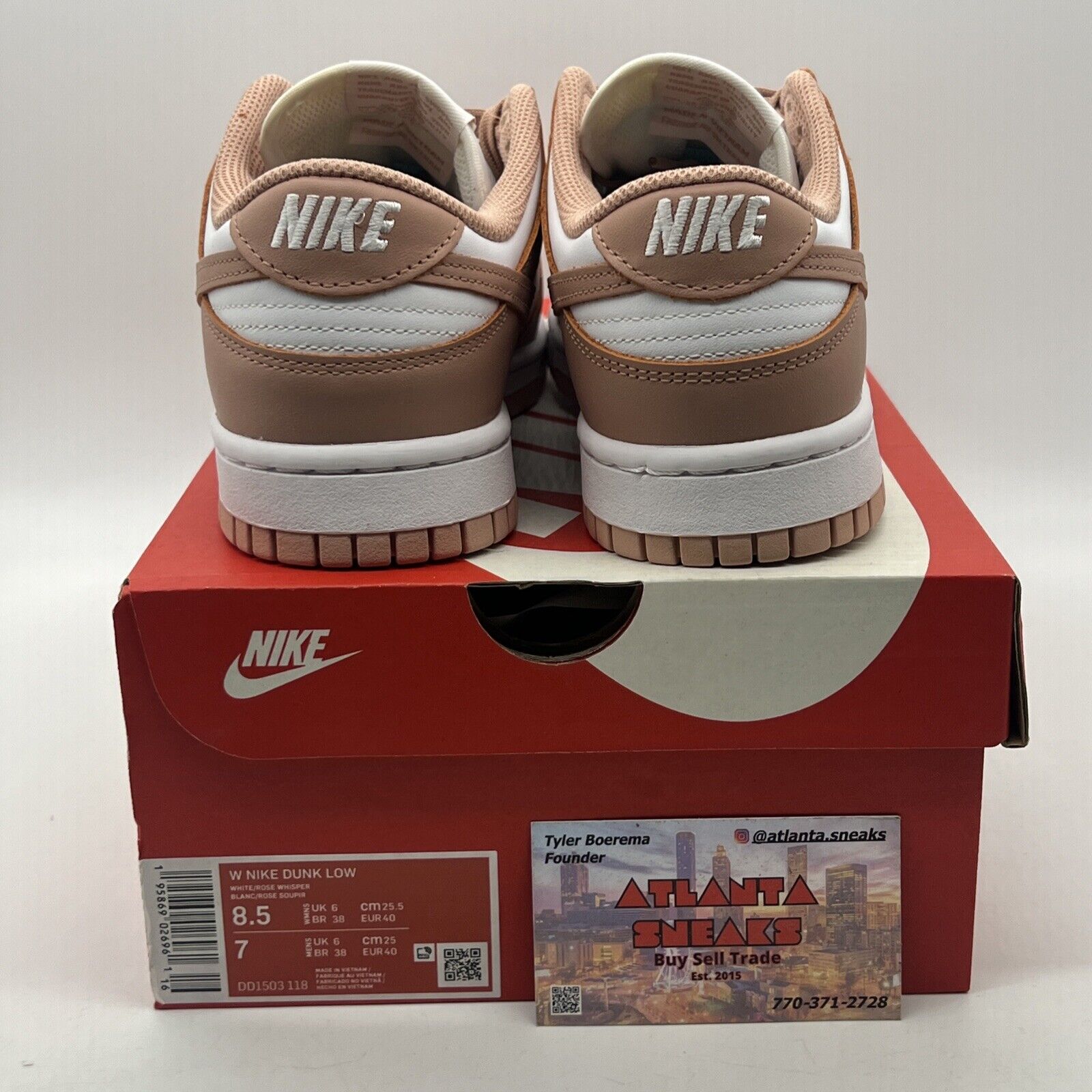 Size 8.5 - Nike Dunk Low Rose Whisper W White Leather (DD1503-118)