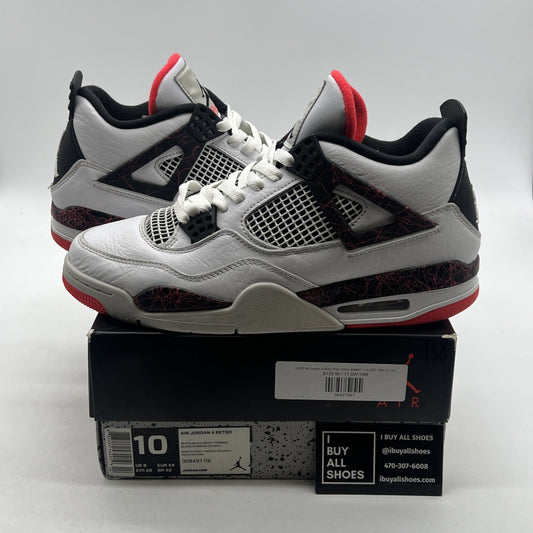 Size 10 - Air Jordan 4 Retro Pale Citron, Bright Crimson 2019 (308497-116)
