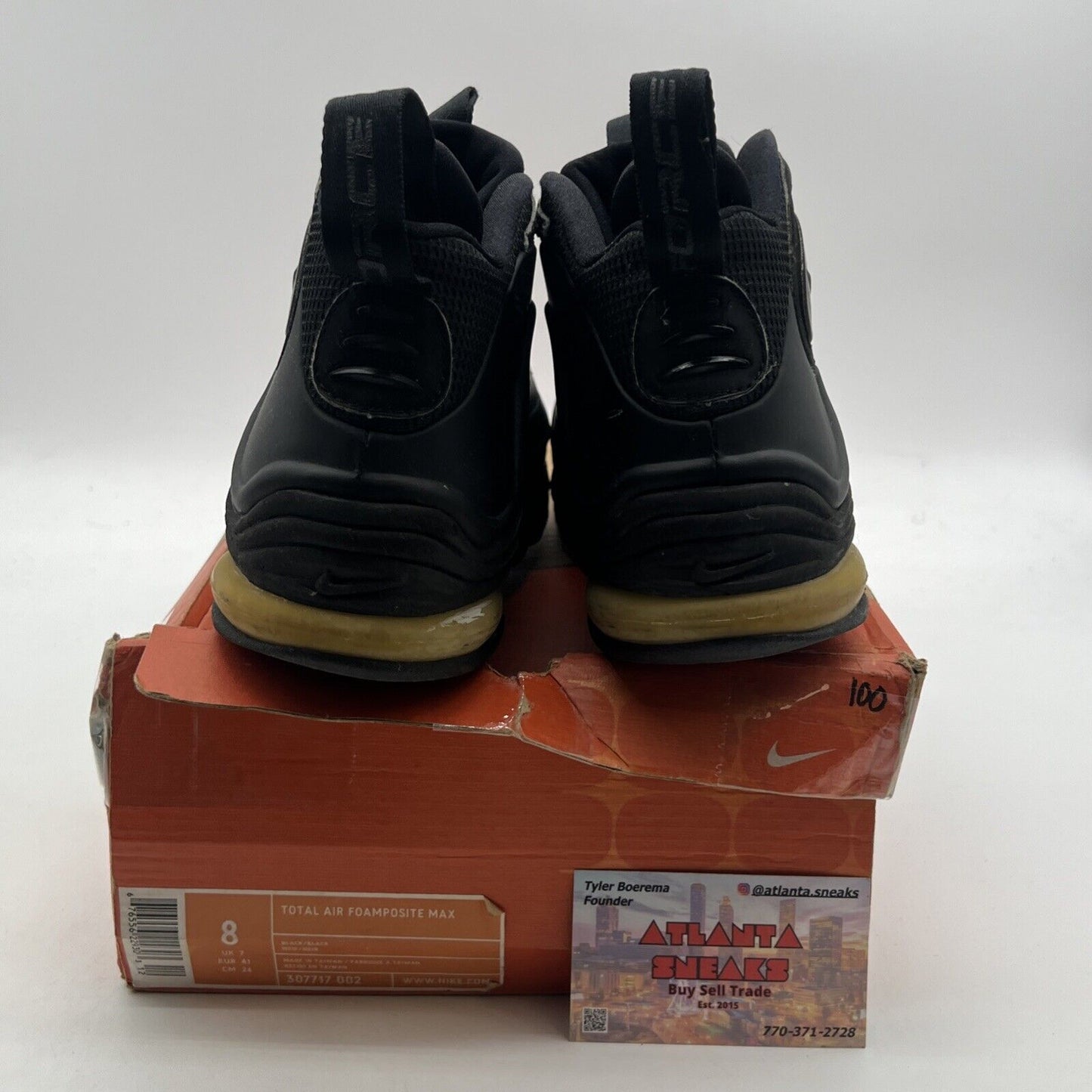 Size 8 - Nike Total Air Foamposite Max Black (307717-002)