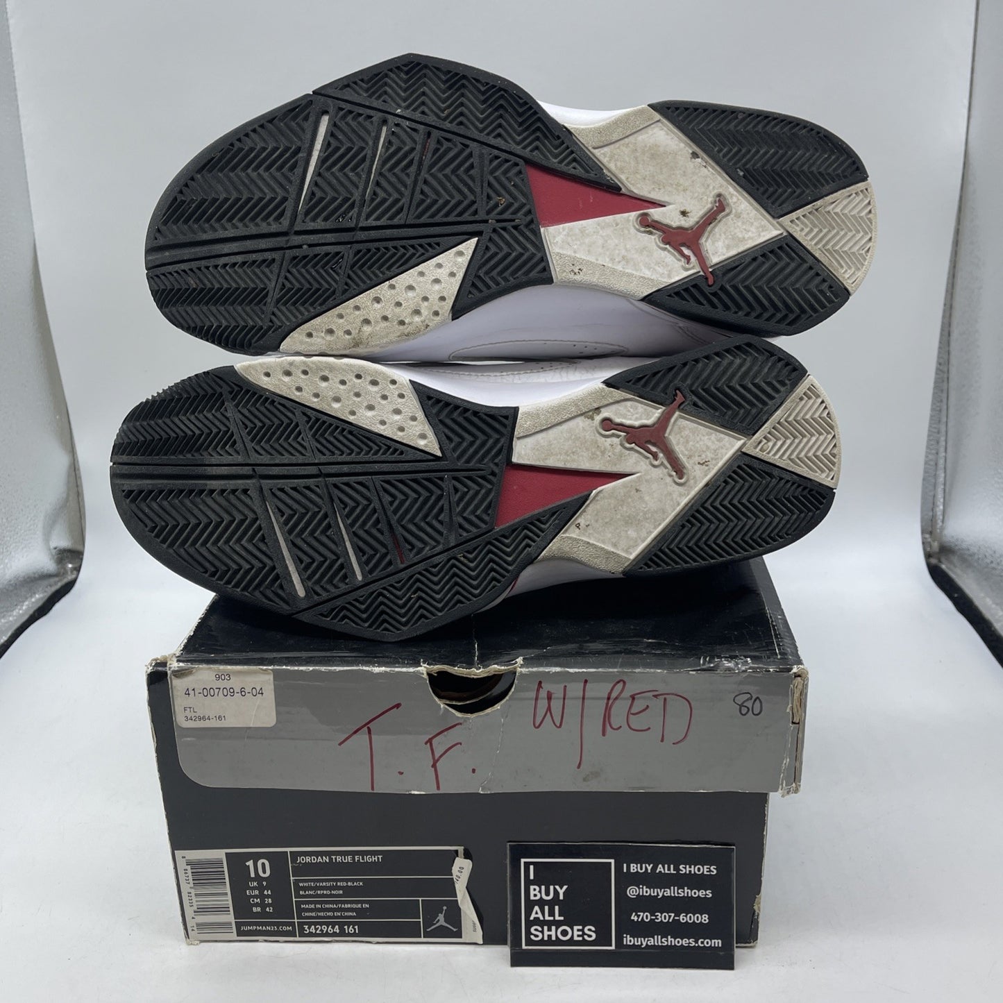 Size 10- Air Jordan True Flight White Red (343795-161)