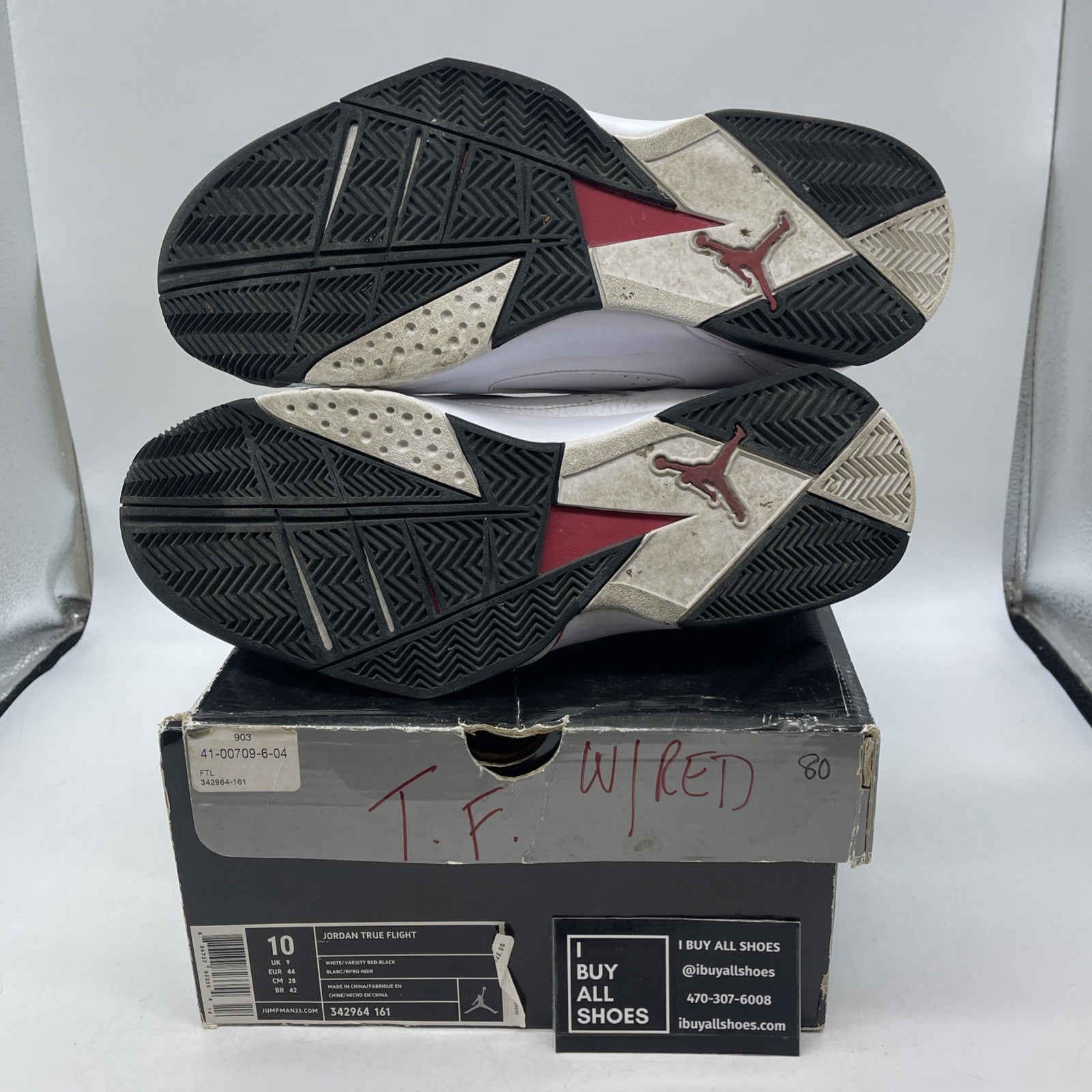 Size 10- Air Jordan True Flight White Red (343795-161)