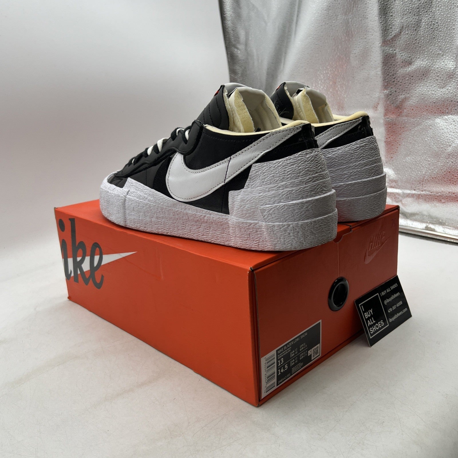 Size 13 - Nike sacai x Blazer Low Black Patent (DM6443-001)