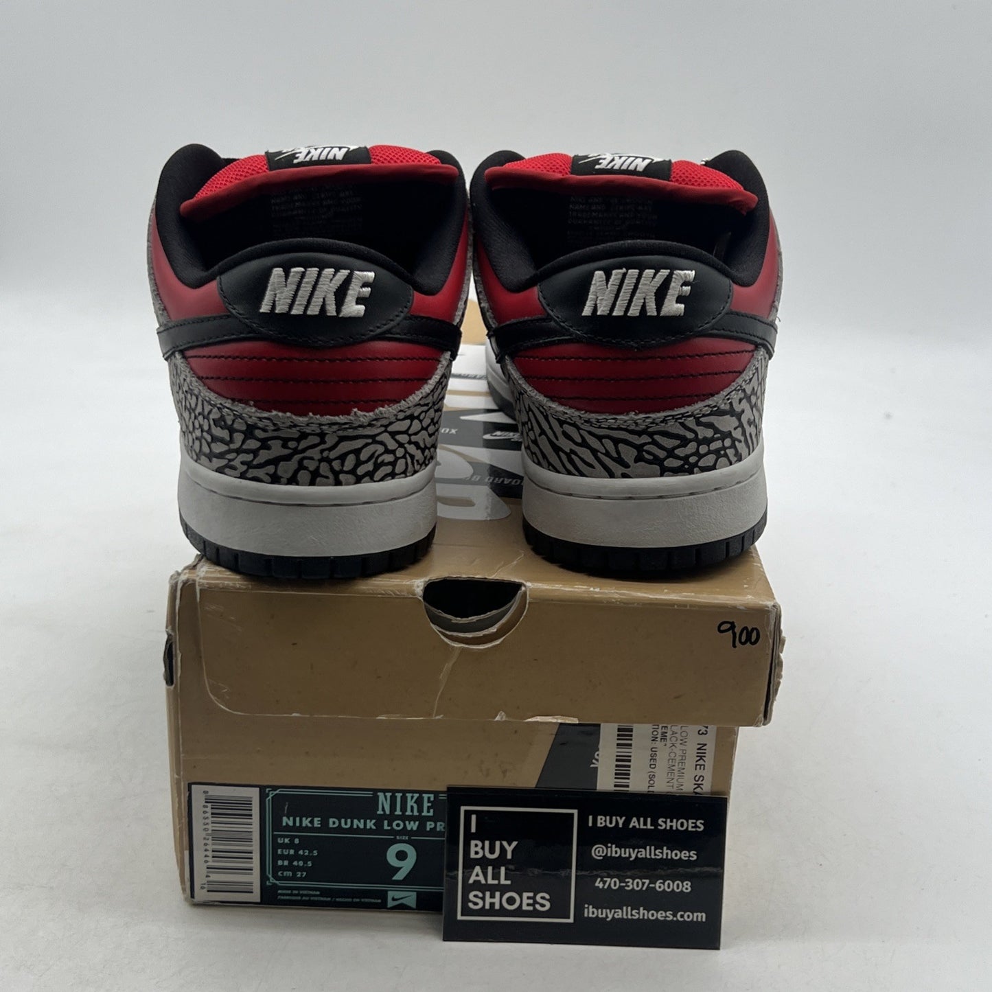 Size 9 - Nike Supreme x Dunk Premium SB Low Red Cement (313170-600)