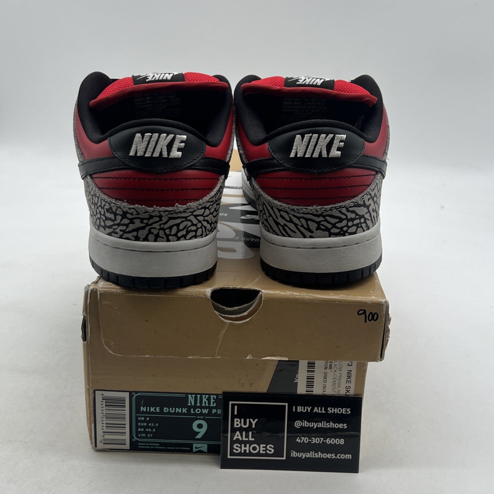 Size 9 - Nike Supreme x Dunk Premium SB Low Red Cement (313170-600)