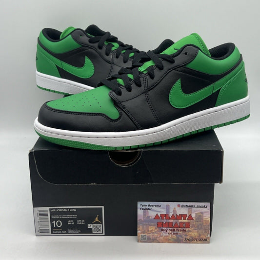 Size 10 - Jordan 1 Low Black Lucky Green Brand New Og All