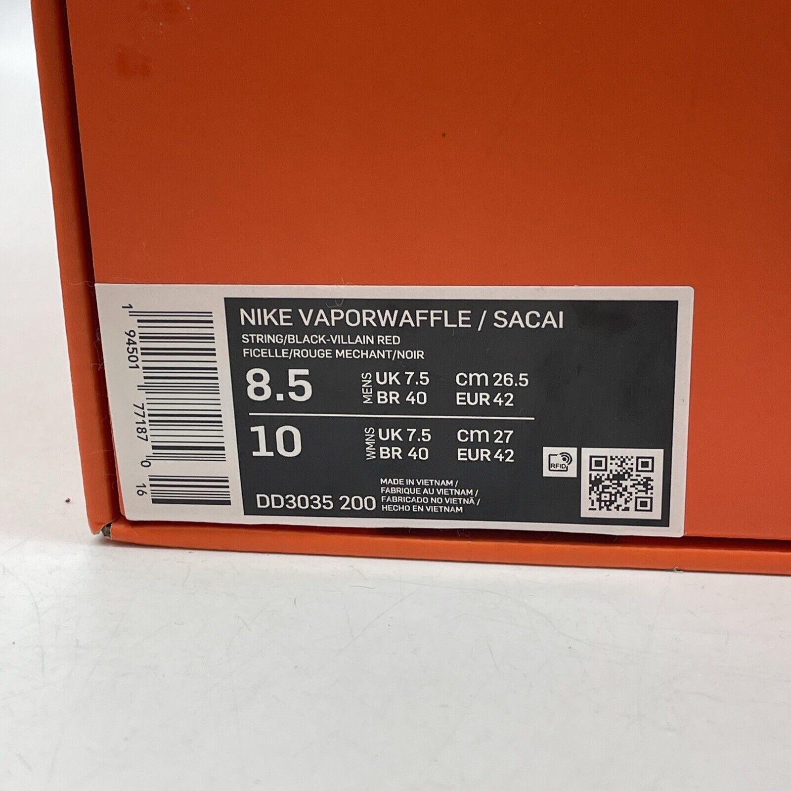 Size 8.5 - Nike sacai x VaporWaffle SP Villain Red Suede Leather (DD3035-200)