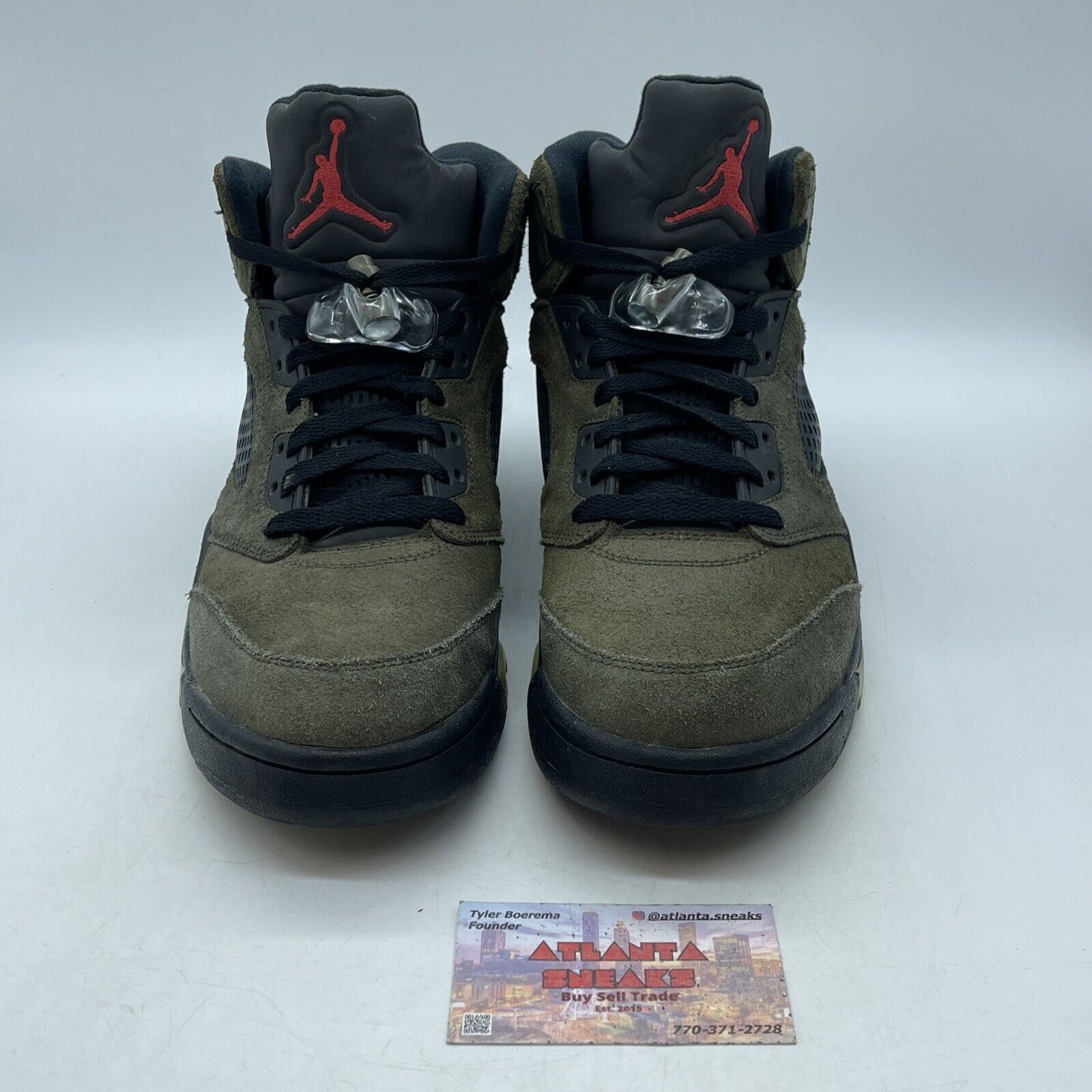 Size 11 - Air Jordan 5 Retro Fear Olive Green Red Black Suede (626971-350)