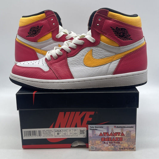 Size 8.5 - Jordan 1 Retro High OG Light Fusion Red 2021 Pink Yellow (555088-603)