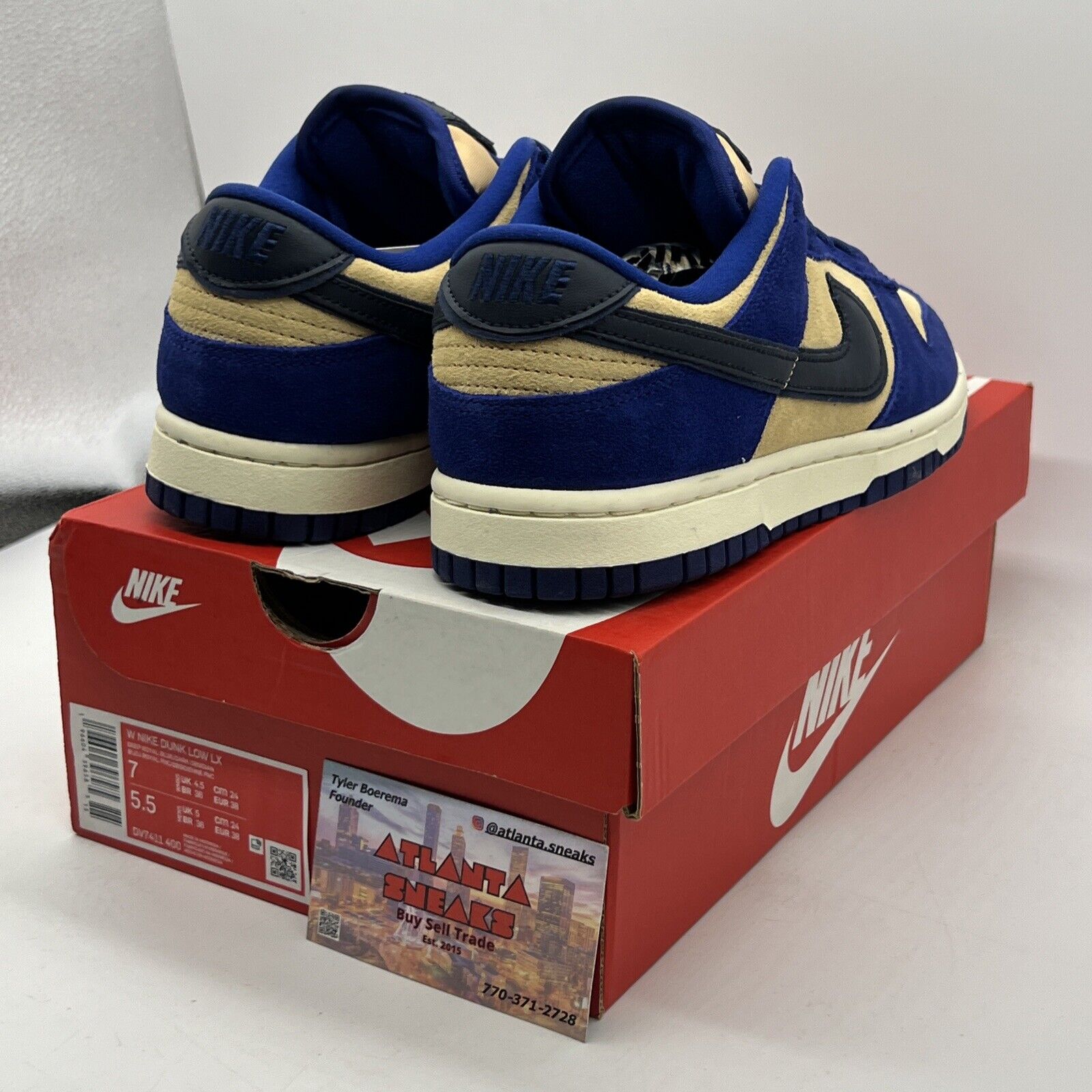 Size 7 - Nike Dunk LX Blue Suede W Blue Tan Suede White Black (DV7411-400)