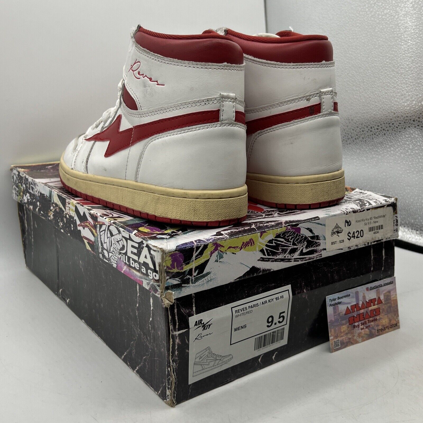 Air Kiy and Reves Paris Size 9.5 White and Red Leather