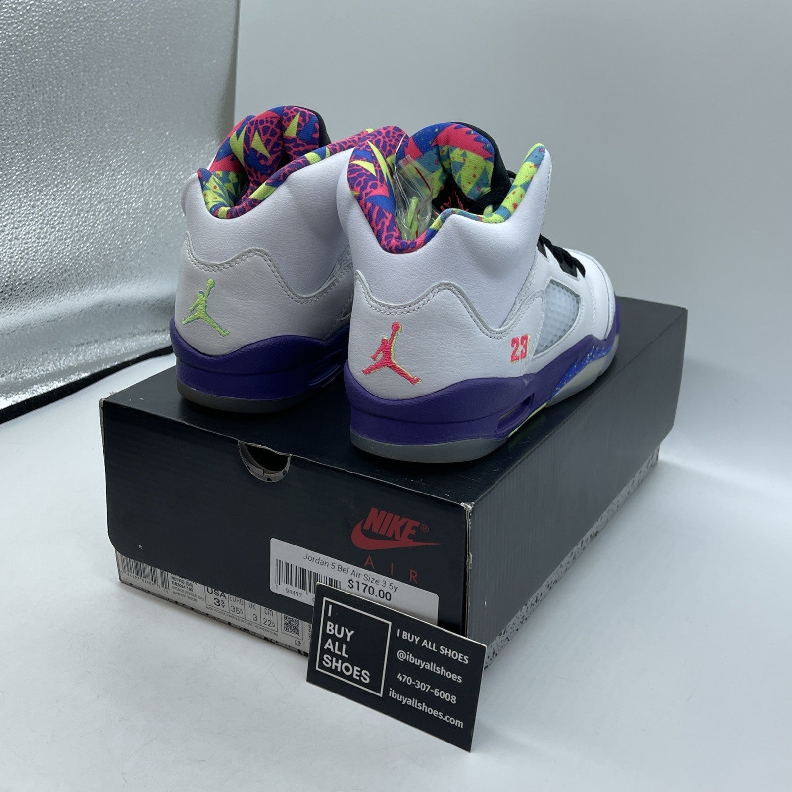 Size 3.5Y - Jordan 5 Retro Alternate Bel-Air White Leather (DB3024-100)