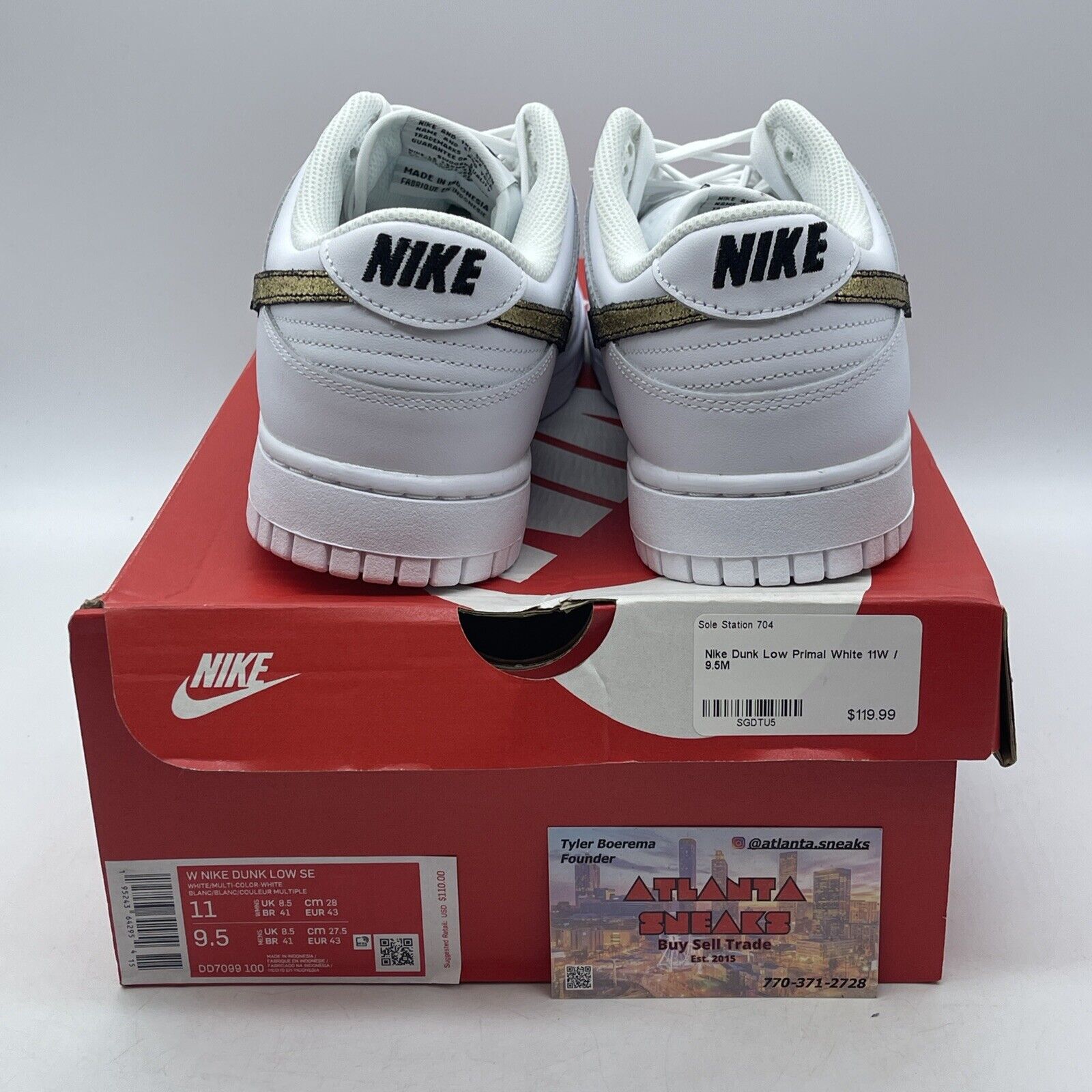 Size 11W - Nike Dunk SE Low Primal White Black White Brown Leather (DD7099-100)