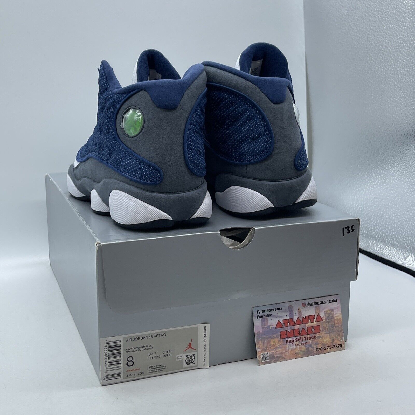 Size 8 - Jordan 13 Retro Mid Flint Blue Grey Suede White Leather (414571-404)